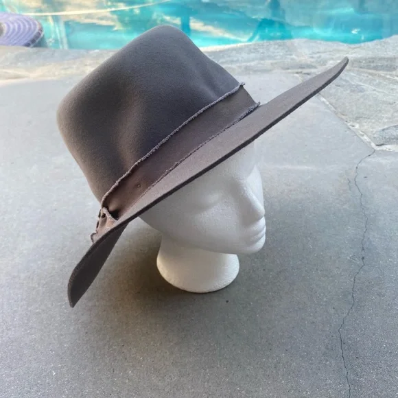 Olive And Pique Womens Brownish-Grey 100% Wool Rancher Hat Adjustable - Picture 2 of 6